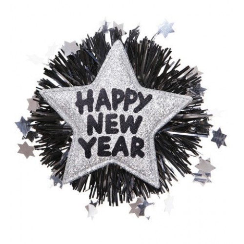 BROCHE ESTRELLA HAPPY NEW YEAR PLATA