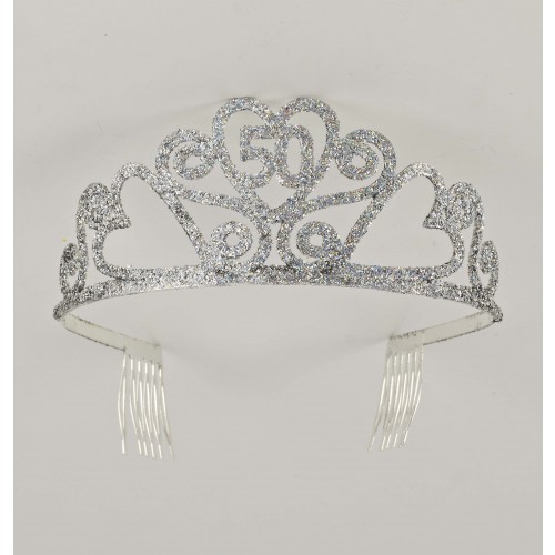 TIARA BIRTHDAY GLITTER PLATA N50