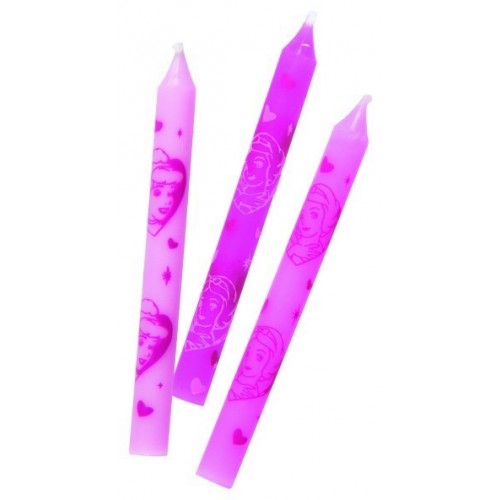 $E 12 VELAS CON SOPORTE PRINCESAS