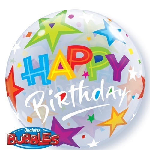 GLOBO 22" BURBUJA ESTRELLA H. BIRTHDAY