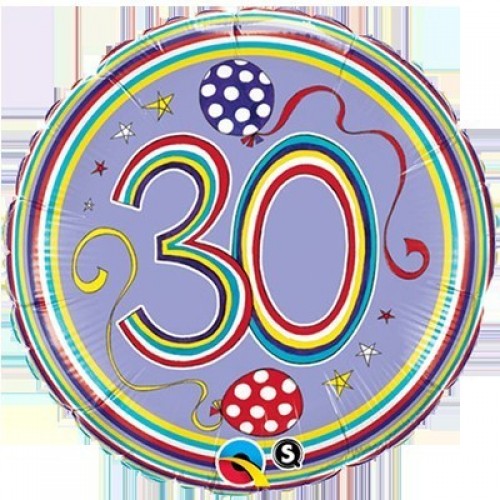 $D GLOBO 18" FOIL RND N30 RAYASPUNTOS