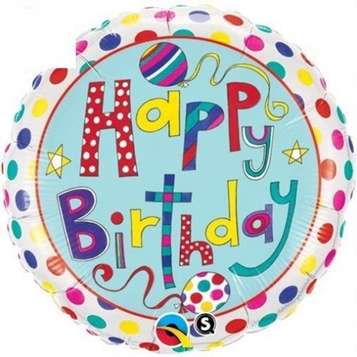 $D GLOBO 18" FOIL RND BIRTHDA RAYAPUNTO