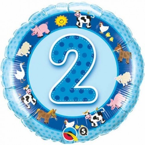 $D GLOBO 18" FOIL RND N2 ANIMALES AZUL