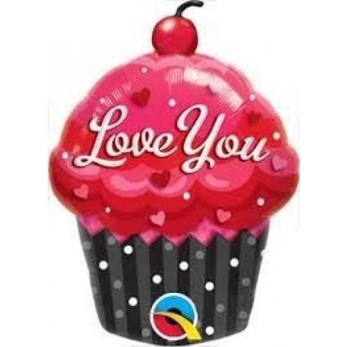 $D GLOBO 14" PALO FOIL CUPCAKE LOVE YOU
