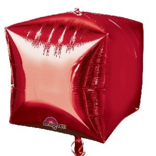   GLOBO 15" FORMA CUBO 3D METAL ROJO
