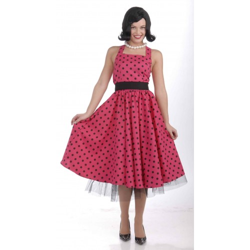  DISFRAZ T-XL VESTIDO FUCSIA AÑOS 50