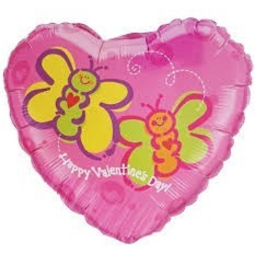 $D GLOBO 18" FOIL CORAZON MARIPOSA VALEN