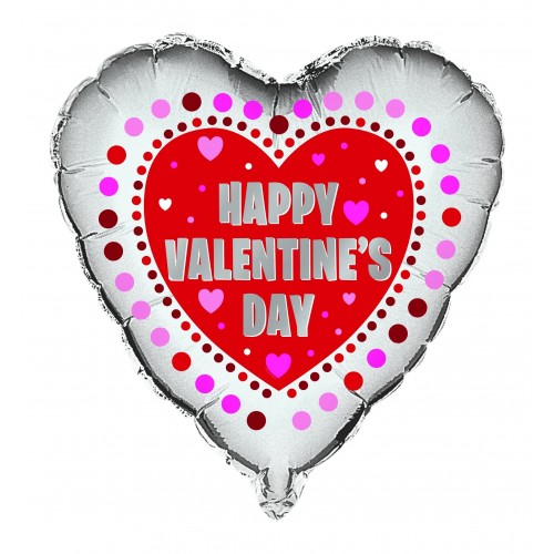 GLOBO 18" FOIL CORAZON PLATA H.VALENTINE