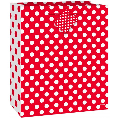  BOLSA REGALO ROJA TOPO 18X23CM