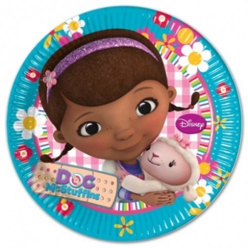 $ 8 PLATOS DOCTORA JUGUETES 23CM