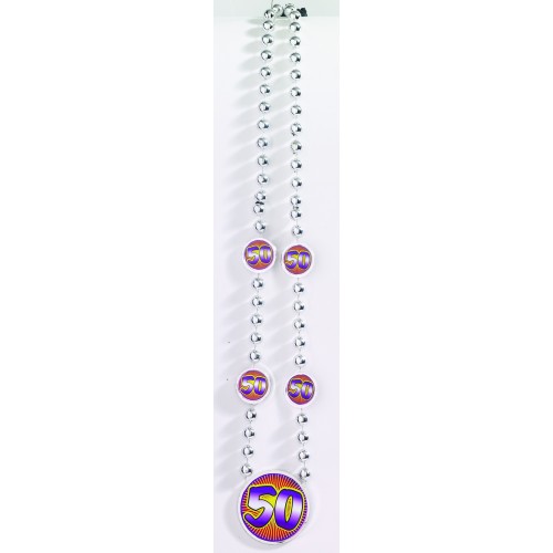 COLLAR BOLA GDE PLATA 50 CUMPLEAÑOS