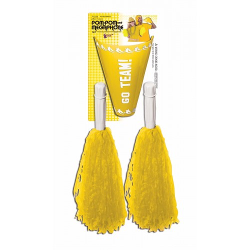 SET 2 POM POM MEGAFONO ANIMADORA AMARILL