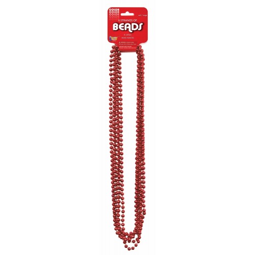   6 COLLARES MINI BOLAS COLOR ROJO