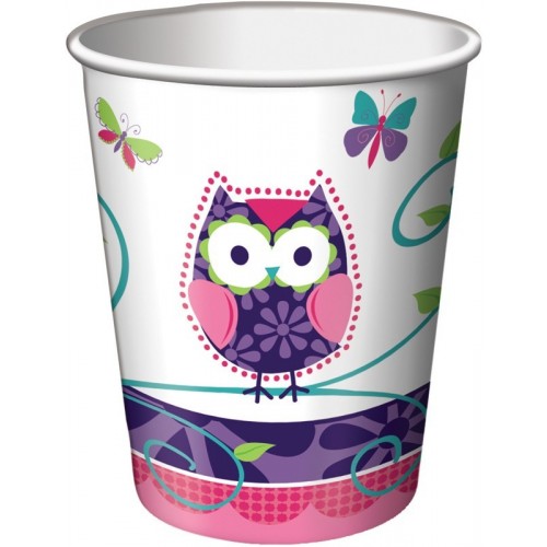 PAQ.8/U VASO BUHO LILA/ROSA 266ML