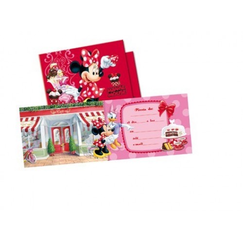 $D   6 INVITACIONES C/SOBRE MINNIE