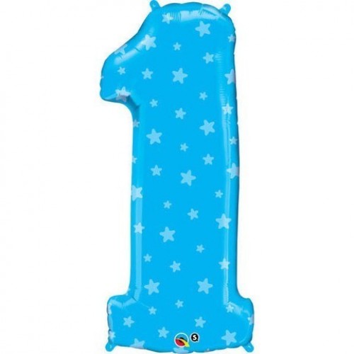 GLOBO 34" FOIL FORMA N1 AZUL ESTRELLAS