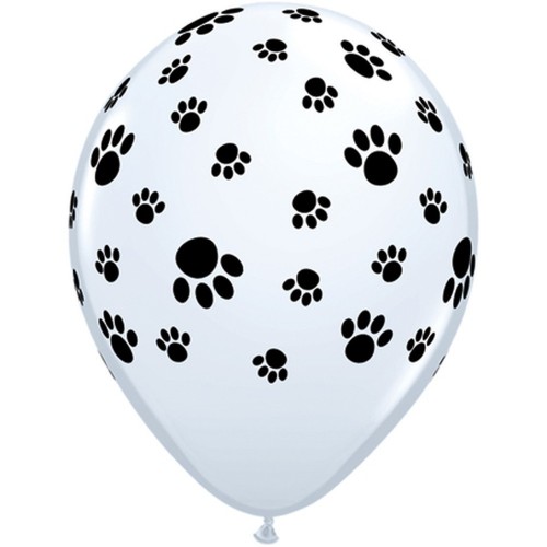 25 GLOBOS 11" LATEX BLANCO HUELLA PERRO