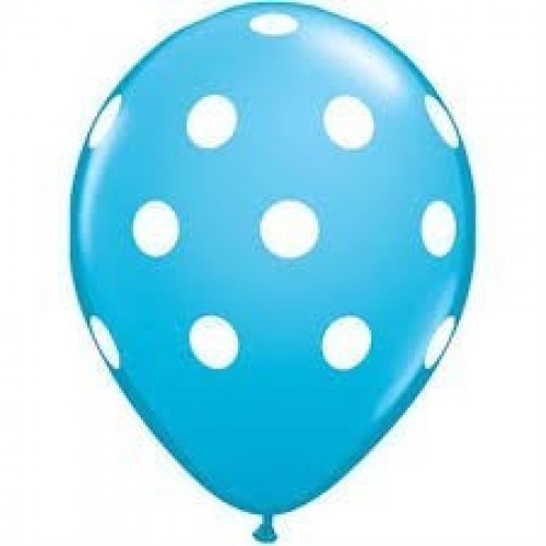 $D 25 GLOBOS 11" LATEX CELESTE TOPO BLAN