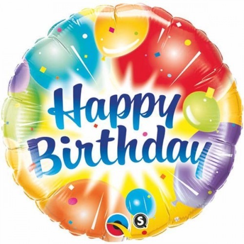 $D GLOBO 18" FOIL REDONDO HAPPY BIRHDAY