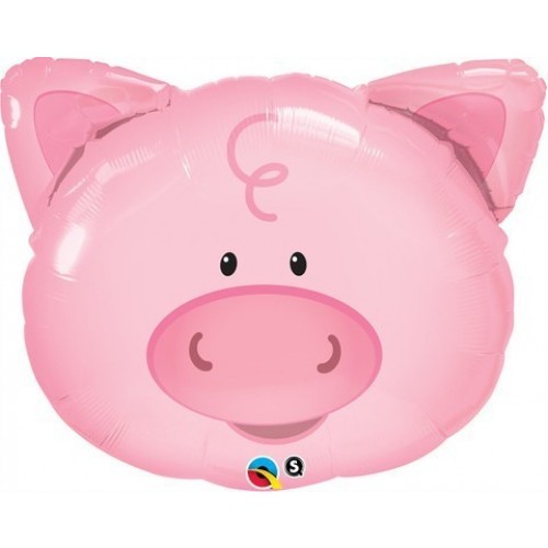 GLOBO 30" FOIL FORMA CARA CERDITO ROSA