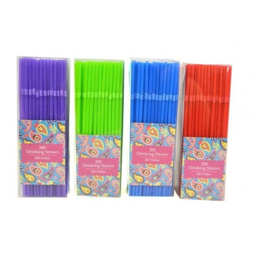 CAJA 200/U PAJITA COLORES FUERTES 21CM