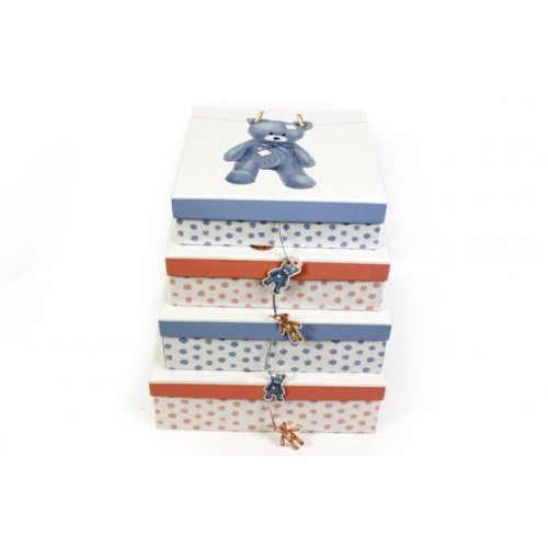 CAJA OSITOS BEBE ROSA/CELESTE 24X24X7,5