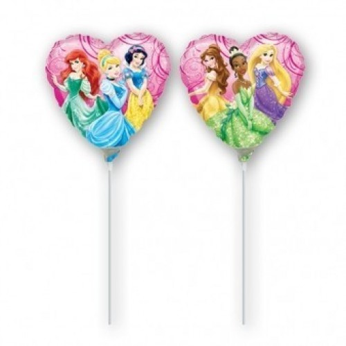   GLOBO 9" PALO FOIL HEART PRINCESA