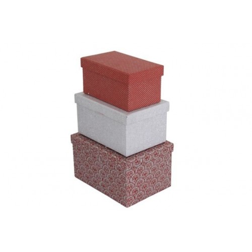 CAJA REGALO ROJA/PLATA 25,4X17,7X15,2CM