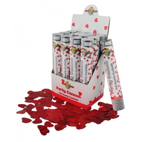 CAÑON CONFETI CORAZONES ROJOS 30CM