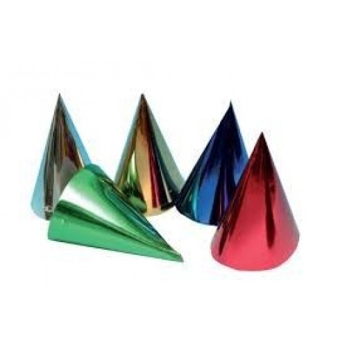 PAQ.5/U SOMBRERO CONO METAL PLATA 16CM