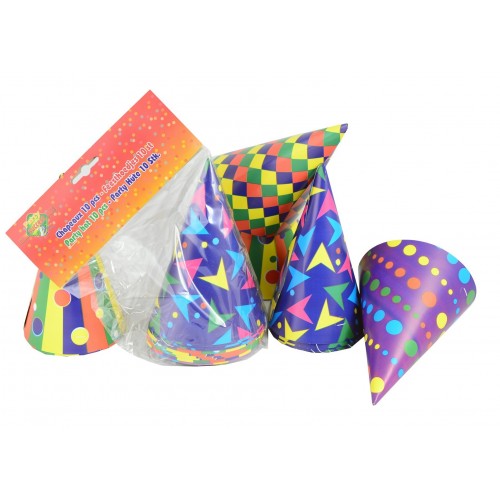 PAQ.10/U SOMBRERO CONO MULTICOLOR 16CM