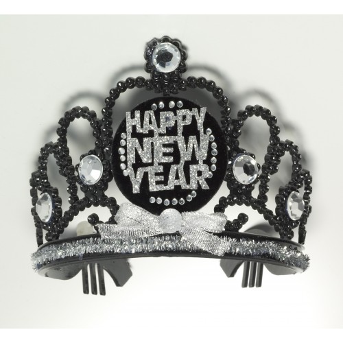 TIARA NEW YEAR NEGRA ESPUMILLON PLATA