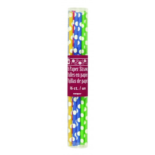 BOTE 16/U PAJITAS MULTICOLOR TOPOS 21CM
