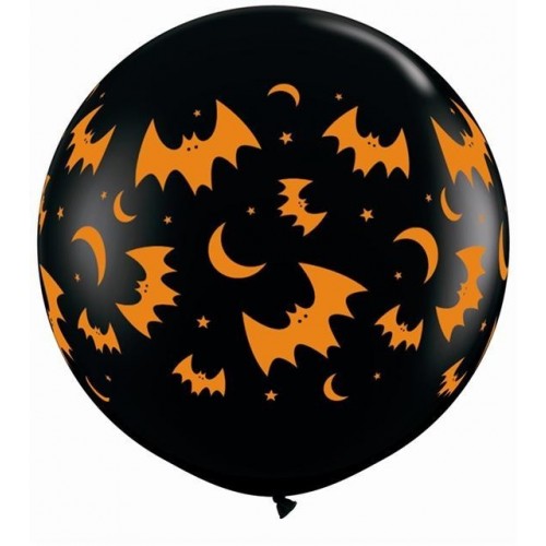 $D 2 GLOBOS JUMBO 3FT NEGRO MURCIELA