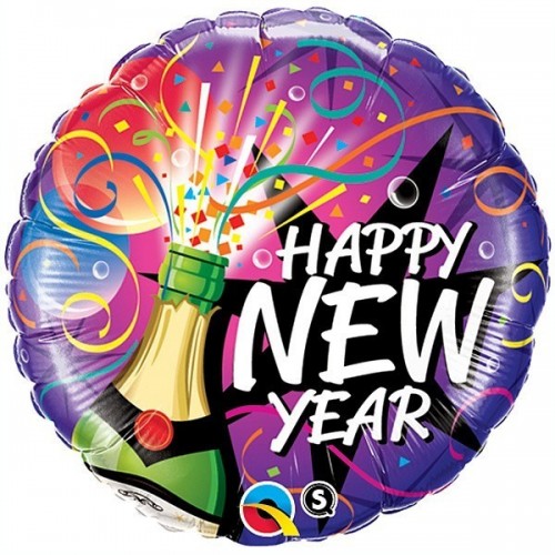 $D GLOBO 18" FOIL REDONDO HAPPY NEW YEAR
