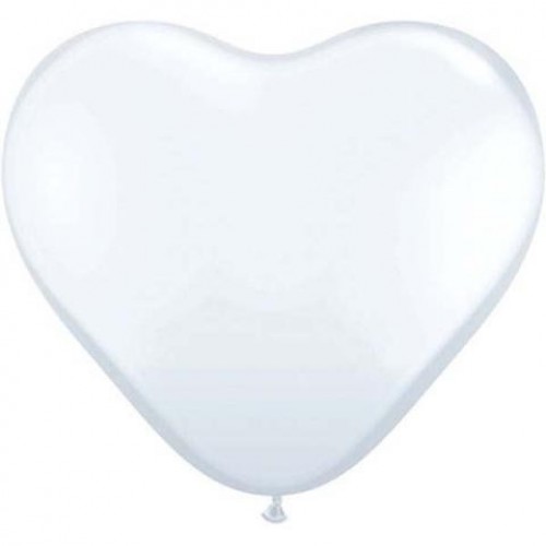   100 GLOBOS  6" LATEX CORAZON BLANCO