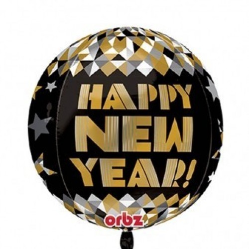 GLOBO 16" FOIL ORBZ 3D HAPPY NEW YEAR