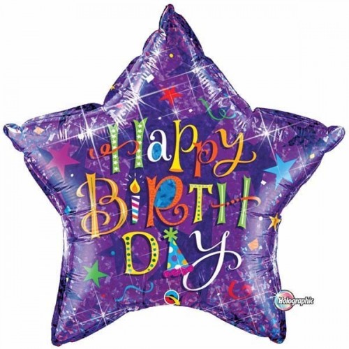 $D GLOBO 36" FOIL  ESTRELLA BIRTHDAY HOL