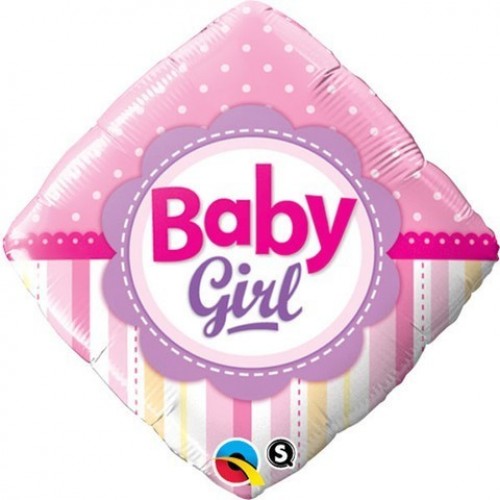 GLOBO 18" FOIL ROMBO ROSA BABY GIRL