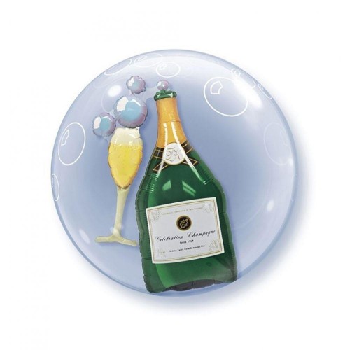$D GLOBO 24"BURBUJA BOTELLA COPA CHAMPAN