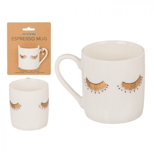 TAZA CAFE EXPRESO PESTAÑAS ORO 7CM