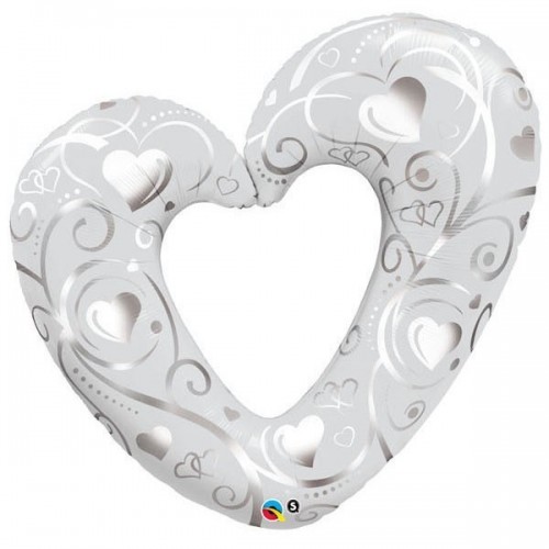   GLOBO 42" FOIL FORMA CORAZON PLATA