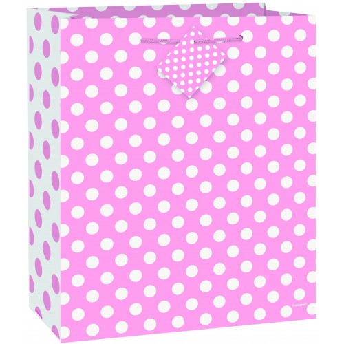  BOLSA REGALO ROSA TOPOS 27X33CM