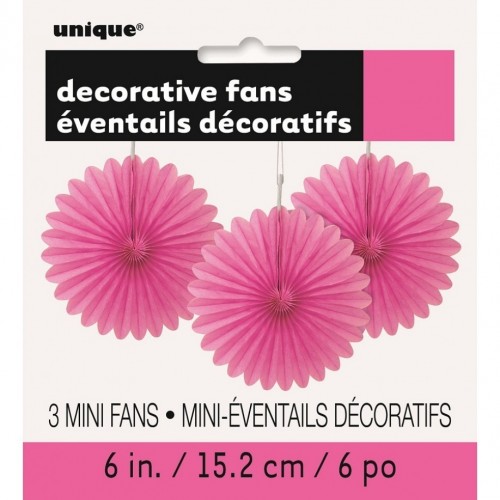  PAQ.3/U MINI ABANICO FUCSIA 15,2CM