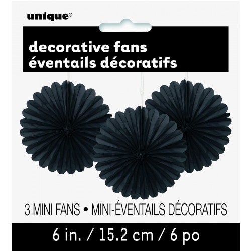 $E PAQ.3/U MINI ABANICO NEGRO 15,2CM