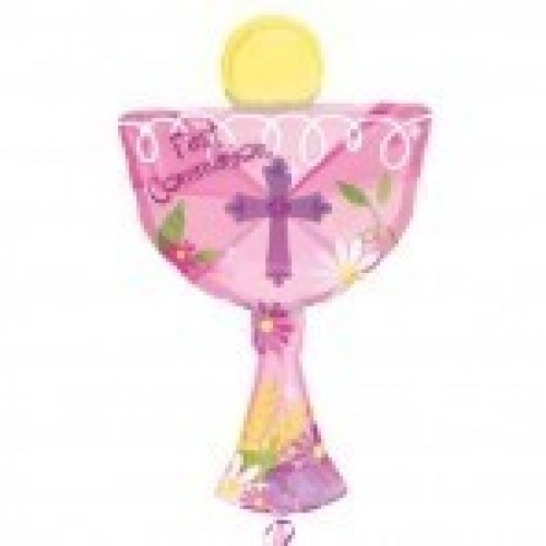 GLOBO 31" FOIL FORMA CALIZ ROSA CRUZ