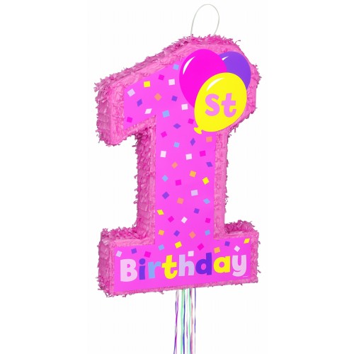 PIÑATA FORMA N1 CUMPLEAÑOS ROSA