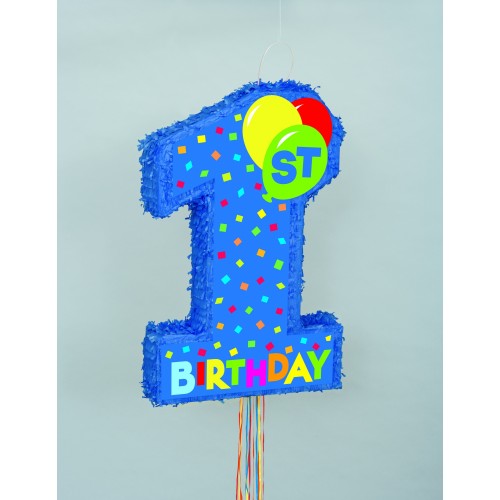 PIÑATA PALO FORMA N1 CUMPLEAÑOS AZUL