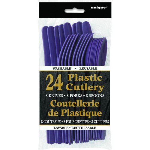 $ E   24  CUBIERTOS  SURTIDO VIOLETA