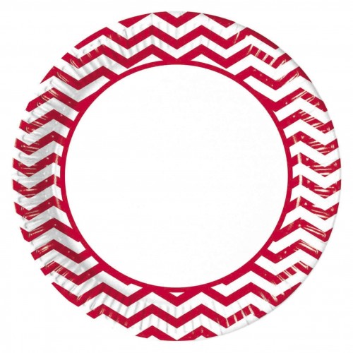   8 PLATOS ZIG-ZAG ROJO 23CM
